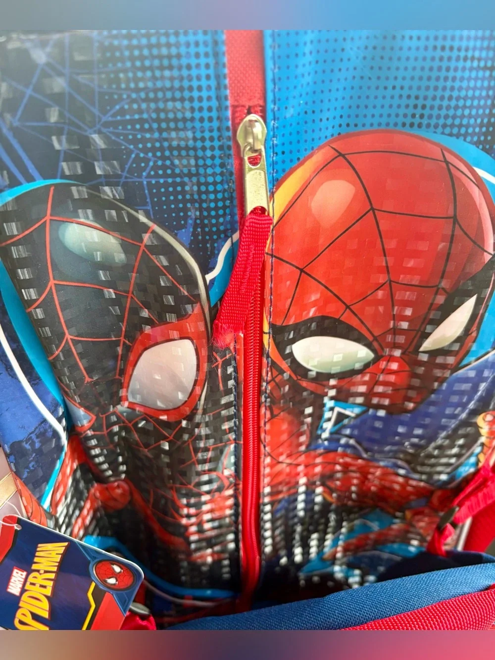 NWT MARVEL SPIDER-MAN Red & Blue Kids Backpack with Detachable Round Lunch Bag